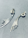 Native American One Of The Best Vintage Lakota Blue Gem Turquoise Sterling Silver Earrings-Nativo Arts