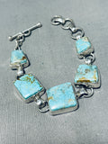 Sparkling Native American Navajo Pilot Mountain Turquoise Sterling Silver Bracelet-Nativo Arts