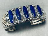 One Of The Best Vintage Native American Navajo Midnight Lapis Sterling Silver Bracelet-Nativo Arts