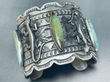 Dazzling Native American Navajo 3 Royston Turquoise 2 Sterling Silver Gekkos Huge Bracelet-Nativo Arts
