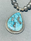 Fabulous Vintage Native American Navajo Pilot Mountain Turquoise Sterling Silver Necklace-Nativo Arts