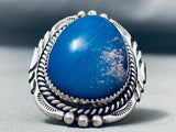 Huge Vintage Native American Navajo Lapis Sterling Silver Heavy Ring