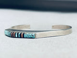Richy Begay Rare Side Inlay Sterling Silver Vintage Native American Navajo Bracelet Cuff-Nativo Arts
