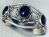 Signed Vintage Native American Navajo Black Onyx Sterling Silver Bracelet-Nativo Arts