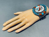 Leo Harvey!! Vintage Native American Navajo Cardinal Turquoise Sterling Silver Bracelet-Nativo Arts