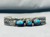 Marvelous Vintage Native American Navajo Bisbee Turquoise Sterling Silver Bracelet-Nativo Arts