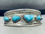 Sensational Vintage Native American Navajo Old Kingman Turquoise Sterling Silver Bracelet-Nativo Arts