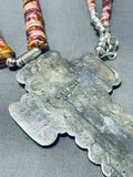Carson Blackgoat Native American Navajo Purple Spiny Oyster Sterling Silver Cross Pendant-Nativo Arts