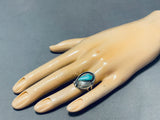 Breathtaking Vintage Native American Navajo Pilot Mountain Turquoise Sterling Silver Ring-Nativo Arts