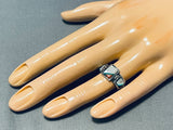 Charming Vintage Native American Navajo Mother Of Pearl Sterling Silver Band Ring-Nativo Arts
