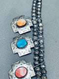 Most Beautiful Vintage Native American Navajo Cross Sterling Silver Squash Blossom Necklace-Nativo Arts