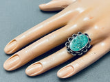 Carico Lake Turquoise Vintage Native American Navajo Sterling Silver Ring Old-Nativo Arts