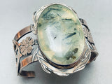 Very Rare 95 Gram Vintage Prehnite Sterling Silver Heavy Bracelet Cuff-Nativo Arts