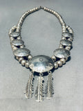 Dangling Feathers Vintage Native American Navajo Sterling Silver Necklace-Nativo Arts