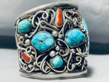 300 Gram Monster Mens Vintage Native American Navajo Turquoise Sterling Silver Bracelet-Nativo Arts
