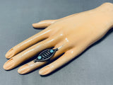 Taller Vintage Native American Navajo Sterling Silver Wave Turquoise Ring Old-Nativo Arts