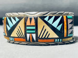 6.5 Inch Wrist Vintage Zuni Extreme Inlay Sterling Silver Bracelet-Nativo Arts
