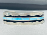 Stunning Vintage Native American Zuni Larry Loretto Blue Gem Turquoise Sterling Silver Bracelet-Nativo Arts