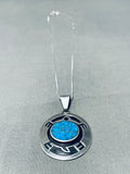 Whimsical Vintage Native American Hopi Turquoise Sterling Silver Turtle Necklace-Nativo Arts