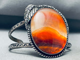 Montana Agate Rare Vintage Native American Navajo Sterling Silver Bracelet Old-Nativo Arts