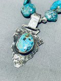 Fascinating Vintage Native American Navajo Turquoise Sterling Silver Arrowhead Necklace-Nativo Arts