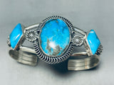 Gasp! Native American Navajo Rhombus Shaped Turquoise Native American Navajo Sterling Silver Bracelet Cuff-Nativo Arts