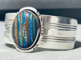 Rare Rainbow Calsilica Vintage Native American Navajo Sterling Silver Bracelet-Nativo Arts