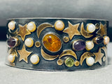 Gold Stars And Moon!!! Vintage Sterling Silver Sugulite Bracelet-Nativo Arts