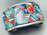6.5 Inch Wrist Vintage Native American Navajo Tommy Jackson Inlay Sterling Silver Bracelet-Nativo Arts