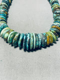 Riveting Native American Navajo Flat Turquoise Heishi Sterling Silver Necklace-Nativo Arts