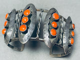 One Of The Coolest Vintage Navajo Coral Sterling Silver Bracelet-Nativo Arts