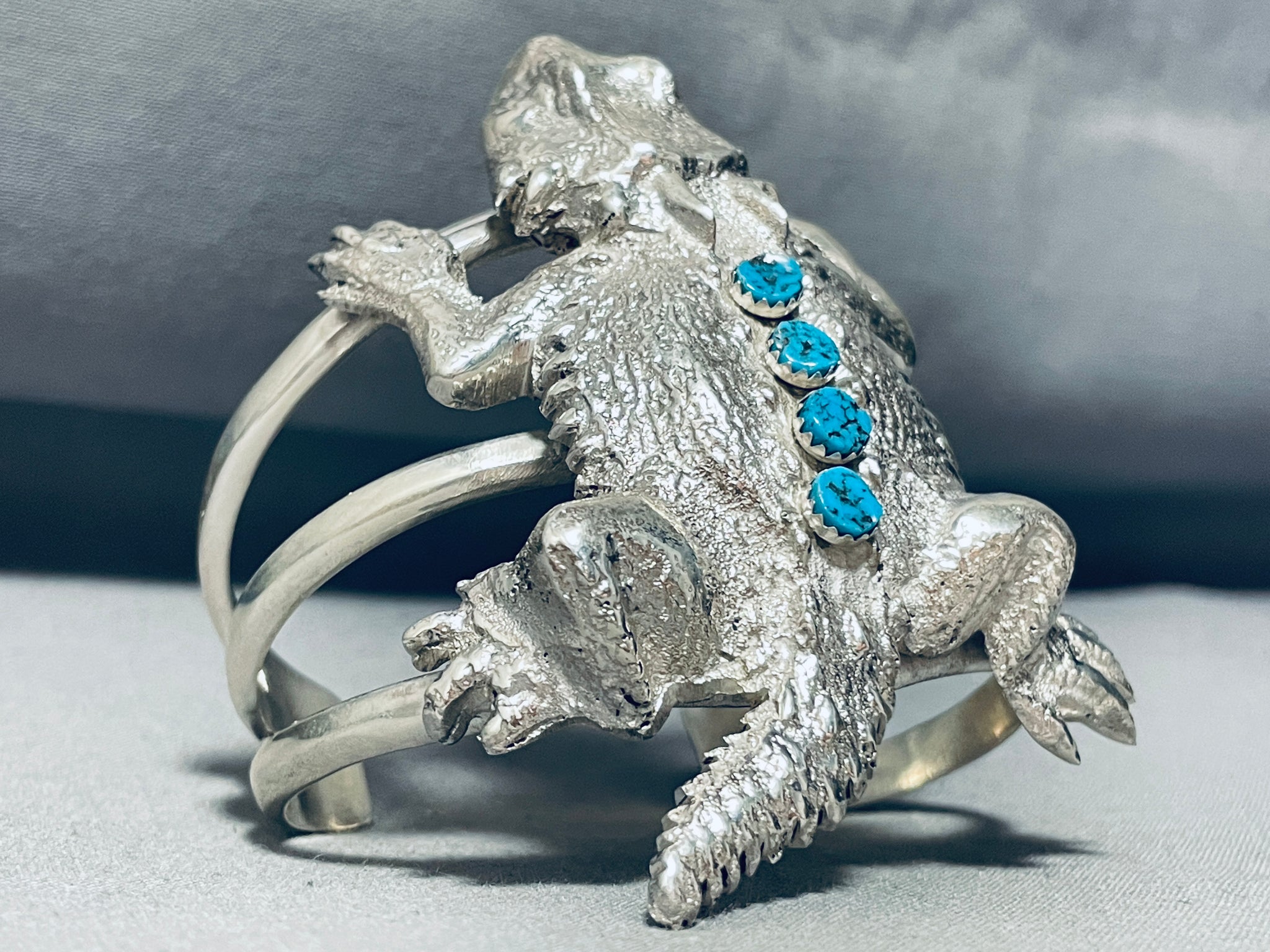 Important Native American Navajo Symbolic Horned Toad Sterling
