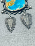 Wow Just Wow! Vintage Native American Navajo Turquoise Sterling Silver Fin Pendant-Nativo Arts