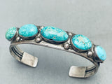Rare Leadville Turquoise Vintage Native American Navajo Sterling Silver Bracelet-Nativo Arts