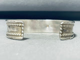Ornate Vintage Native American Navajo Handcarved Sterling Silver Leaves Stars Beads Bracelet-Nativo Arts