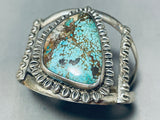 Coffee Bean Silver Work! Vintage Native American Navajo Spiderweb Turquoise Sterling Bracelet-Nativo Arts