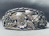 Detailed Leaf Jungle Vintage Native American Navajo Sterling Silver Bracleet-Nativo Arts