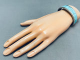 Rickell Booqua Native American Zuni Blue Gem Turquoise Sterling Silver Bracelet-Nativo Arts