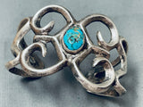 Important Vintage Native American Navajo Turquoise Sterling Silver 1950's Bracelet