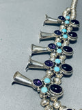 Amethyst & Turquoise Vintage Native American Navajo Sterling Silver Squash Blossom Necklace-Nativo Arts