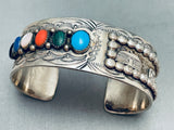 One Of The Most Unique Vintage Native American Navajo Turquoise Sterling Silver Bracelet-Nativo Arts