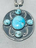 Massive Vintage Native American Navajo Turquoise Sterling Silver Necklace Old-Nativo Arts