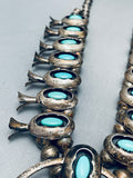 Womens Vintage Native American Navajo Turquoise Sterling Silver Squash Blossom Necklace-Nativo Arts