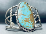 Towering Vintage Native American Navajo Easter Blue Turquoise Sterling Silver Bracelet-Nativo Arts