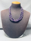 Native American Gasp! Rare Rounded Purple Amethyst Sterling Silver Tube Necklace-Nativo Arts