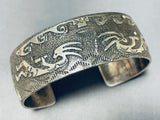 Crazy Hand Detail Vintage Native American Navajo Sterling Silver Bracelet-Nativo Arts