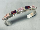 Gorgeous Native American Navajo Signed Garnet Amethyst Sterling Silver Bracelet-Nativo Arts