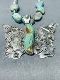 Spectacular Native American Navajo Royston Turquoise Sterling Silver Butterfly Necklace-Nativo Arts