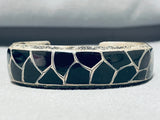 One Of The Best Vintage Native American Navajo Black Onyx Sterling Silver Bracelet-Nativo Arts