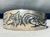 The Woman And The Wolf Vintage Native American Navajo Sterling Silver Bracelet Cuff-Nativo Arts
